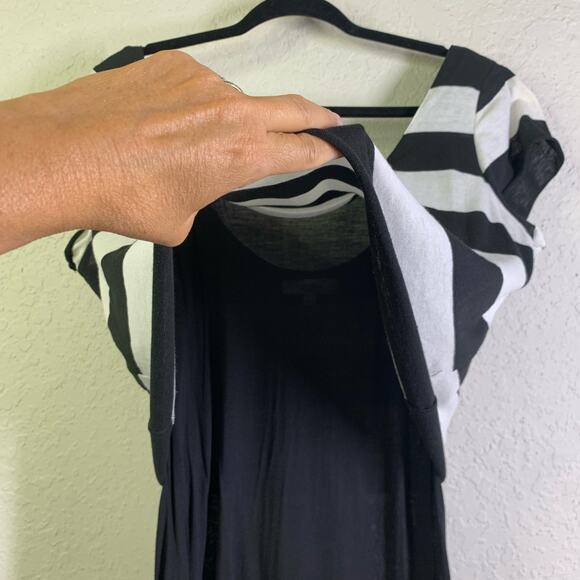 UMGEE Black & White Stripe Crop Top Scoop Neck Maxi Dress Size Large - Picture 4 of 12